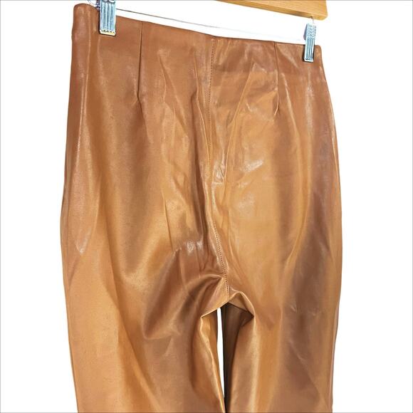 ARITZIA WILFRED Elaine Flared High-Rise Vegan Leather Pants in Cognac Brown Sz 6 - Picture 7 of 9